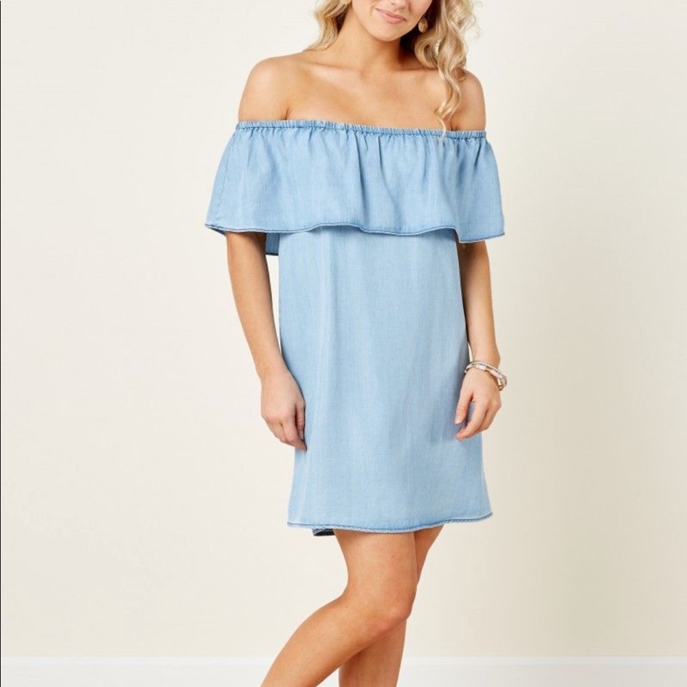 BB Dakota Off the Shoulder Chambray Dress